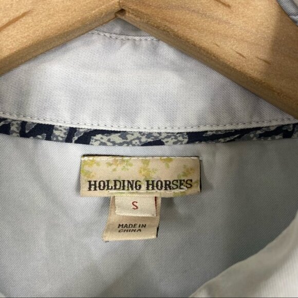 ANTHROPOLOGIE HOLDING HORSES Dimanche Button Down Blouse Blue Size S - Picture 8 of 9